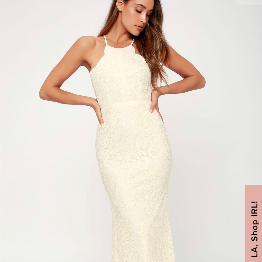Lulus Zenith Cream Lace Maxi Dress